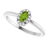 Platinum Emerald Natural Peridot Halo-Style Ring - view 10
