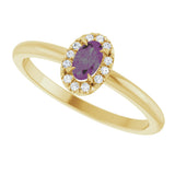 14K Gold Emerald Lab-Grown Alexandrite Halo-Style Ring - Yellow Gold - view 10