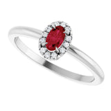 Platinum Emerald Lab-Grown Ruby Halo-Style Ring - view 10
