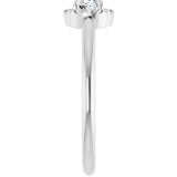 Platinum Emerald Natural White Sapphire Halo-Style Ring - view 9