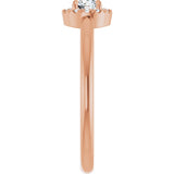 14K Gold Emerald Natural White Sapphire Halo-Style Ring - Rose Gold - view 9