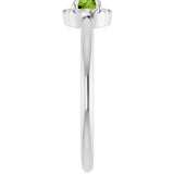 Platinum Emerald Natural Peridot Halo-Style Ring - view 9
