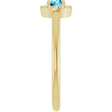 14K Gold Emerald Natural Aquamarine Halo-Style Ring - Yellow Gold - view 9