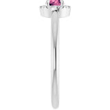 Platinum Emerald Natural Pink Tourmaline Halo-Style Ring - view 9