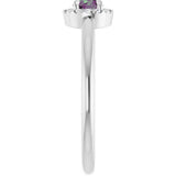14K Gold Emerald Lab-Grown Alexandrite Halo-Style Ring - White Gold - view 9