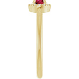 14K Gold Emerald Natural Ruby Halo-Style Ring - Yellow Gold - view 9