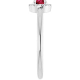 14K Gold Emerald Natural Ruby Halo-Style Ring - White Gold - view 9