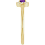 14K Gold Emerald Natural Amethyst Halo-Style Ring - Yellow Gold - view 9