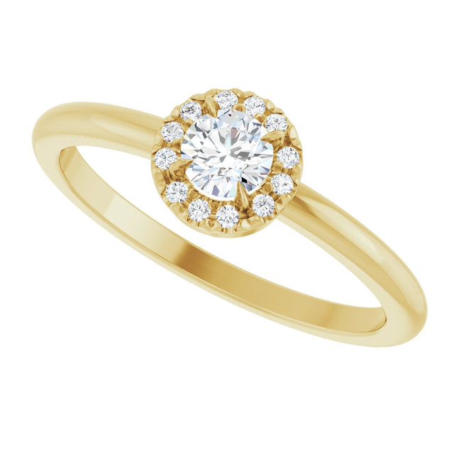 14K Gold Emerald Natural White Sapphire Halo-Style Ring - Yellow Gold - view 10
