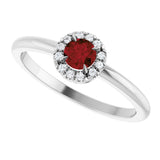 14K Gold Emerald Natural Mozambique Garnet Halo-Style Ring - White Gold - view 10