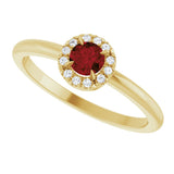 14K Gold Emerald Natural Mozambique Garnet Halo-Style Ring - Yellow Gold - view 10