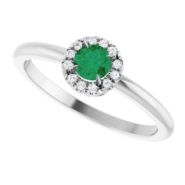 Platinum Emerald Lab-Grown Emerald Halo-Style Ring - view 10