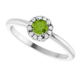 14K Gold Emerald Natural Peridot Halo-Style Ring - White Gold - view 10