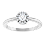 14K Gold Emerald Natural White Sapphire Halo-Style Ring - White Gold - view 8