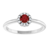 Platinum Emerald Natural Mozambique Garnet Halo-Style Ring - view 8