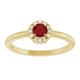 14K Gold Emerald Natural Mozambique Garnet Halo-Style Ring - Yellow Gold - view 8