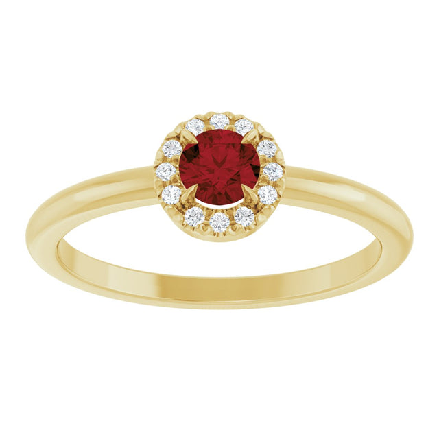 14K Gold Emerald Natural Mozambique Garnet Halo-Style Ring - Yellow Gold - view 8