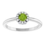 14K Gold Emerald Natural Peridot Halo-Style Ring - White Gold - view 8