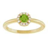 14K Gold Emerald Natural Peridot Halo-Style Ring - Yellow Gold - view 8