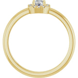 14K Gold Emerald Natural White Sapphire Halo-Style Ring - Yellow Gold - view 7