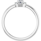 14K Gold Emerald Natural White Sapphire Halo-Style Ring - White Gold - view 7