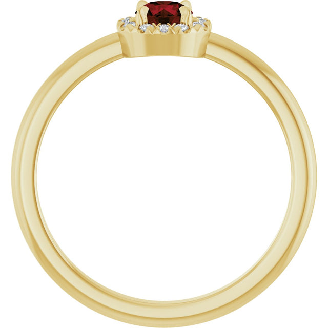 14K Gold Emerald Natural Mozambique Garnet Halo-Style Ring - Yellow Gold - view 7