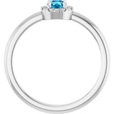 Platinum Emerald Natural Aquamarine Halo-Style Ring - view 7