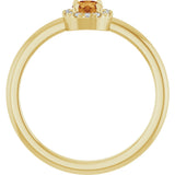 14K Gold Emerald Natural Citrine Halo-Style Ring - Yellow Gold - view 7