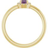 14K Gold Emerald Lab-Grown Alexandrite Halo-Style Ring - Yellow Gold - view 7