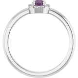 Platinum Emerald Lab-Grown Alexandrite Halo-Style Ring - view 7