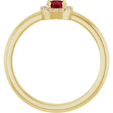 14K Gold Emerald Natural Ruby Halo-Style Ring - Yellow Gold - view 7