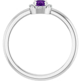 14K Gold Emerald Natural Amethyst Halo-Style Ring - White Gold - view 7