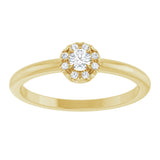 14K Gold Emerald Natural White Sapphire Halo-Style Ring - Yellow Gold - view 8