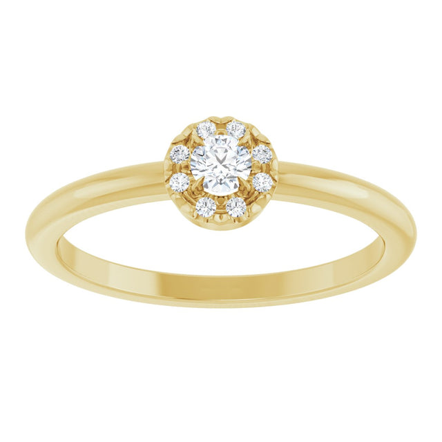 14K Gold Emerald Natural White Sapphire Halo-Style Ring - Yellow Gold - view 8
