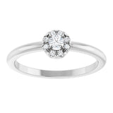 14K Gold Emerald Natural White Sapphire Halo-Style Ring - White Gold - view 8