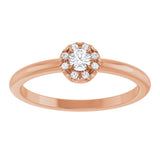 14K Gold Emerald Natural White Sapphire Halo-Style Ring - Rose Gold - view 8