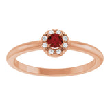 14K Gold Emerald Natural Mozambique Garnet Halo-Style Ring - Rose Gold - view 8