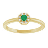 14K Gold Emerald Lab-Grown Emerald Halo-Style Ring - Yellow Gold - view 8