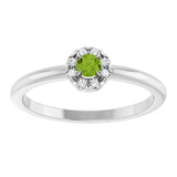 Platinum Emerald Natural Peridot Halo-Style Ring - view 8