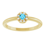 14K Gold Emerald Natural Aquamarine Halo-Style Ring - Yellow Gold - view 8