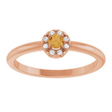 14K Gold Emerald Natural Citrine Halo-Style Ring - Rose Gold - view 8