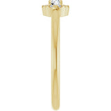 14K Gold Emerald Natural White Sapphire Halo-Style Ring - Yellow Gold - view 9