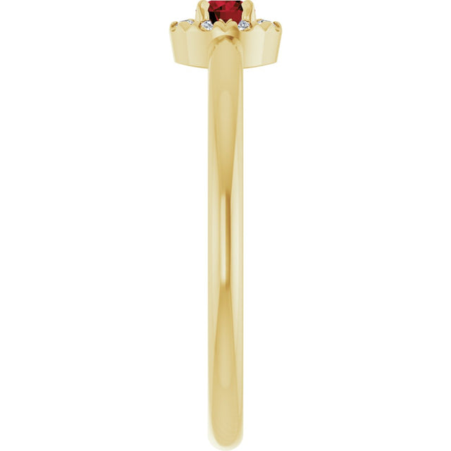 14K Gold Emerald Natural Mozambique Garnet Halo-Style Ring - Yellow Gold - view 9