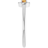 Platinum Emerald Natural Citrine Halo-Style Ring - view 9