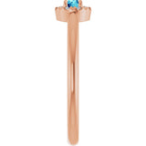 14K Gold Emerald Natural Blue Zircon Halo-Style Ring - Rose Gold - view 9