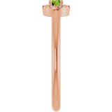 14K Gold Emerald Natural Peridot Halo-Style Ring - Rose Gold - view 9