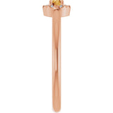 14K Gold Emerald Natural Citrine Halo-Style Ring - Rose Gold - view 9