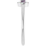 Platinum Emerald Lab-Grown Alexandrite Halo-Style Ring - view 9