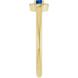 14K Gold Emerald Lab-Grown Blue Sapphire Halo-Style Ring - Yellow Gold - view 9