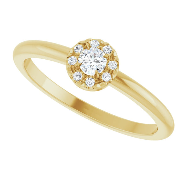 14K Gold Emerald Natural White Sapphire Halo-Style Ring - Yellow Gold - view 10